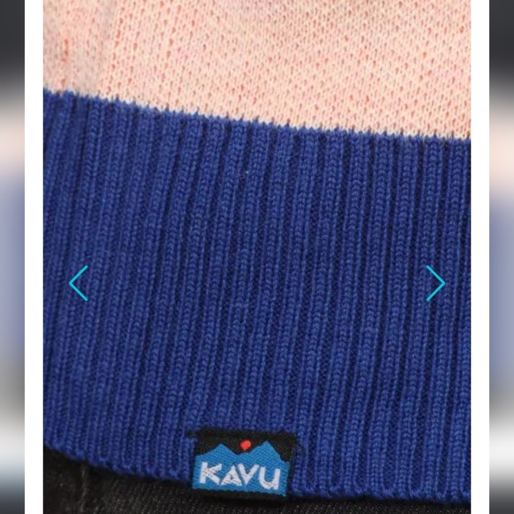 NWT, Kavu, Hillrose Sweater Apres Ski, Peach/Blue, Size Medium, MSRP $85 - Picture 4 of 13